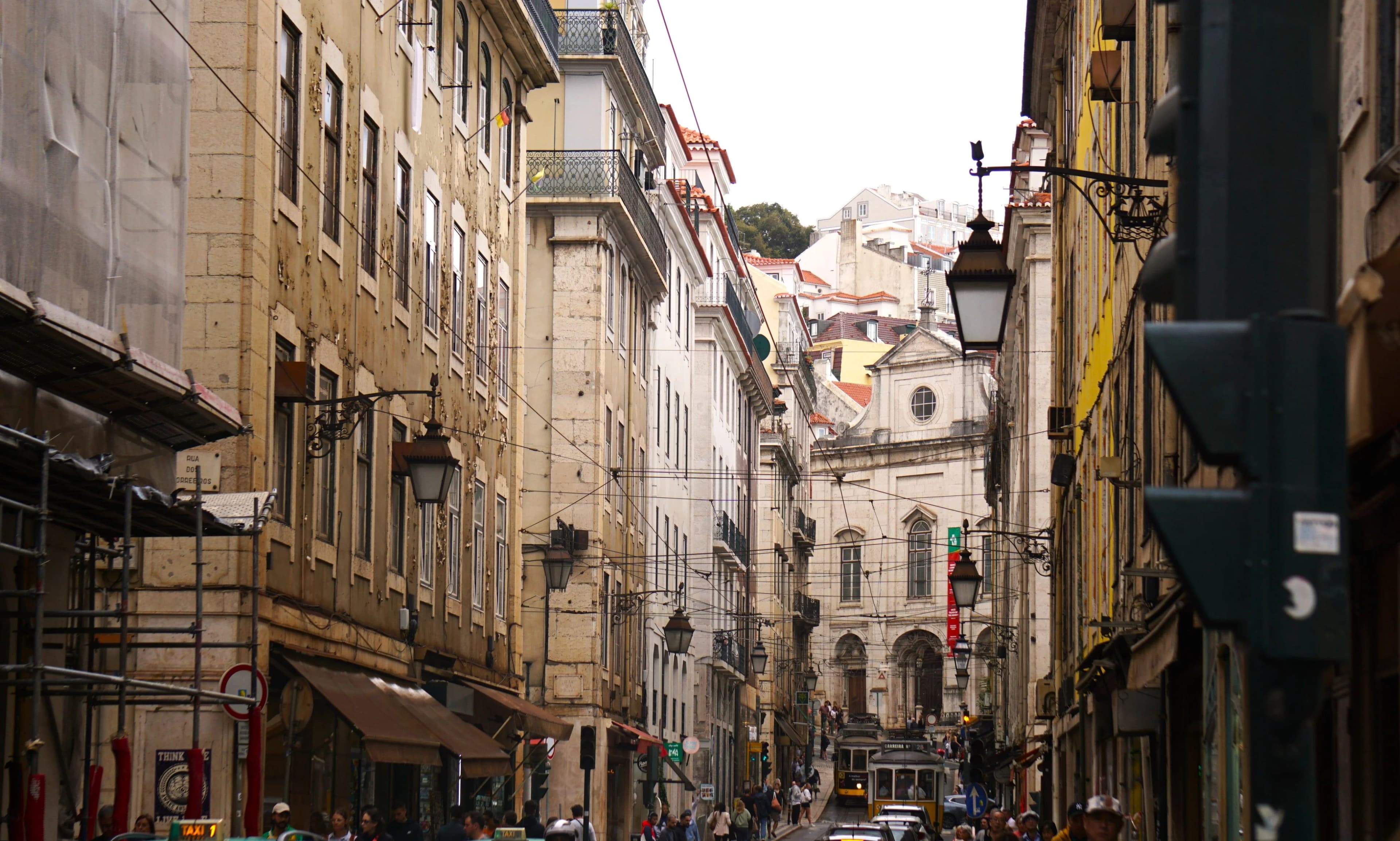 Aerial view of buildings in Lisbon